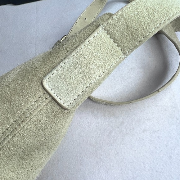 Margot New York Suede Leather Crossbody Shoulder Bag Cream Beige Minimalist - Picture 4 of 10